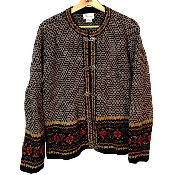VTG Cambridge Dry Goods Nordic Fair Isle 100% Wool Sweater Women's Large - Picture 1 of 12